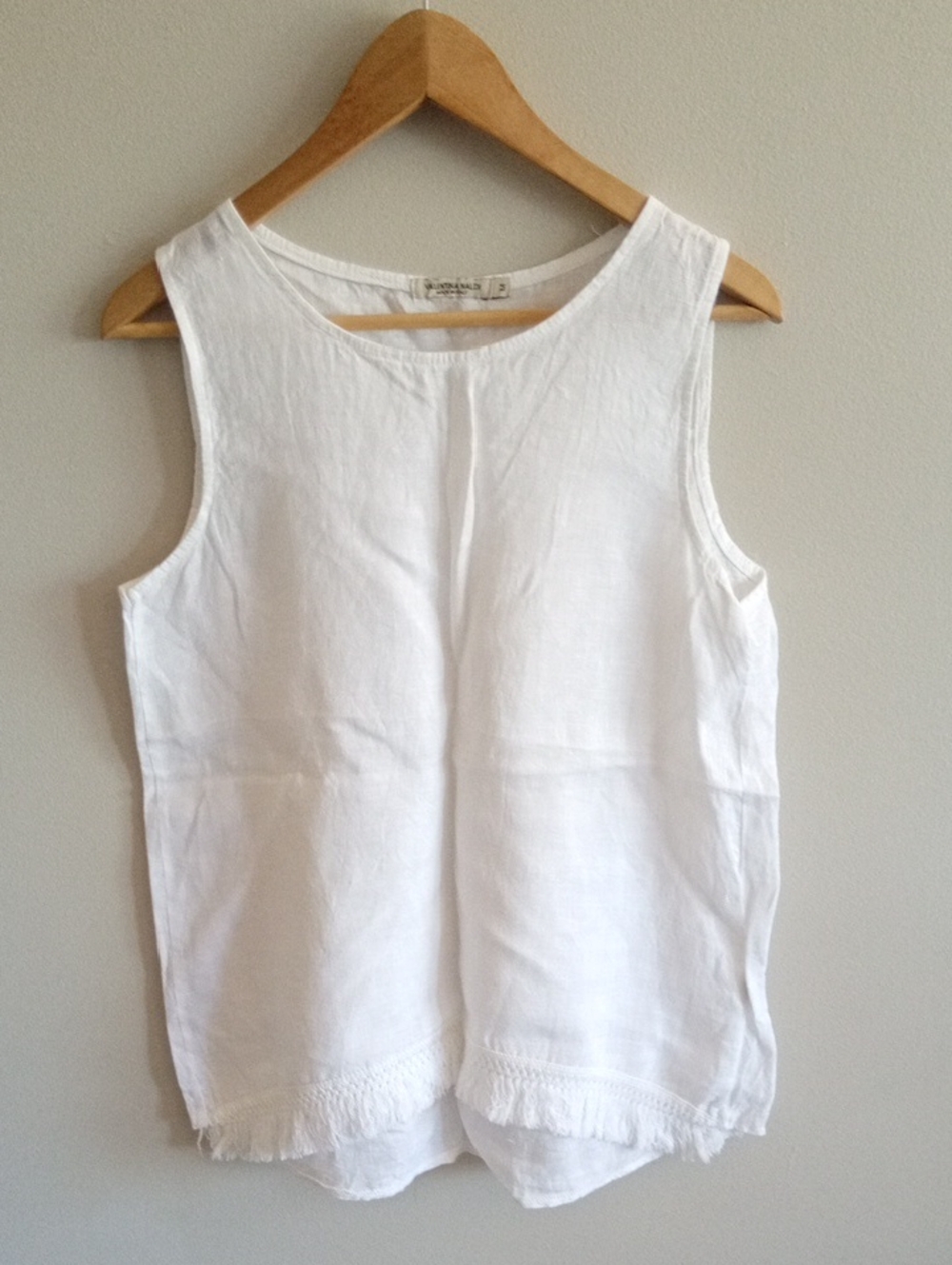 Valentina Naldi 100% Italian Linen Fringe Hem Top Size Medium
